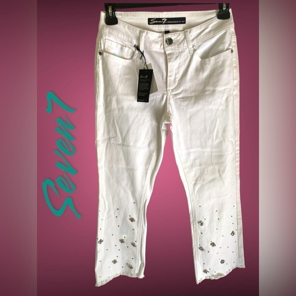 Seven7-NWT Size 6 white jeans w/ rhinestones. Be the Queen Bee! New with tags! - Picture 11 of 17